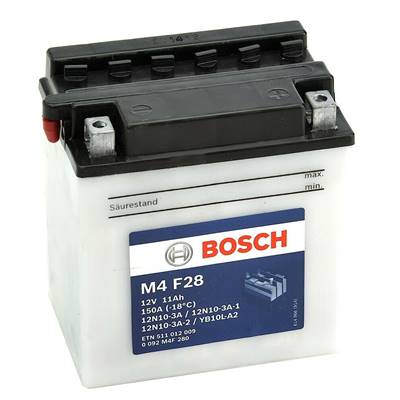 Batterie moto BOSCH M4F28 12V 11ah 150A YB10L-A2 / 12N10-3A-2 / 12N10-3A