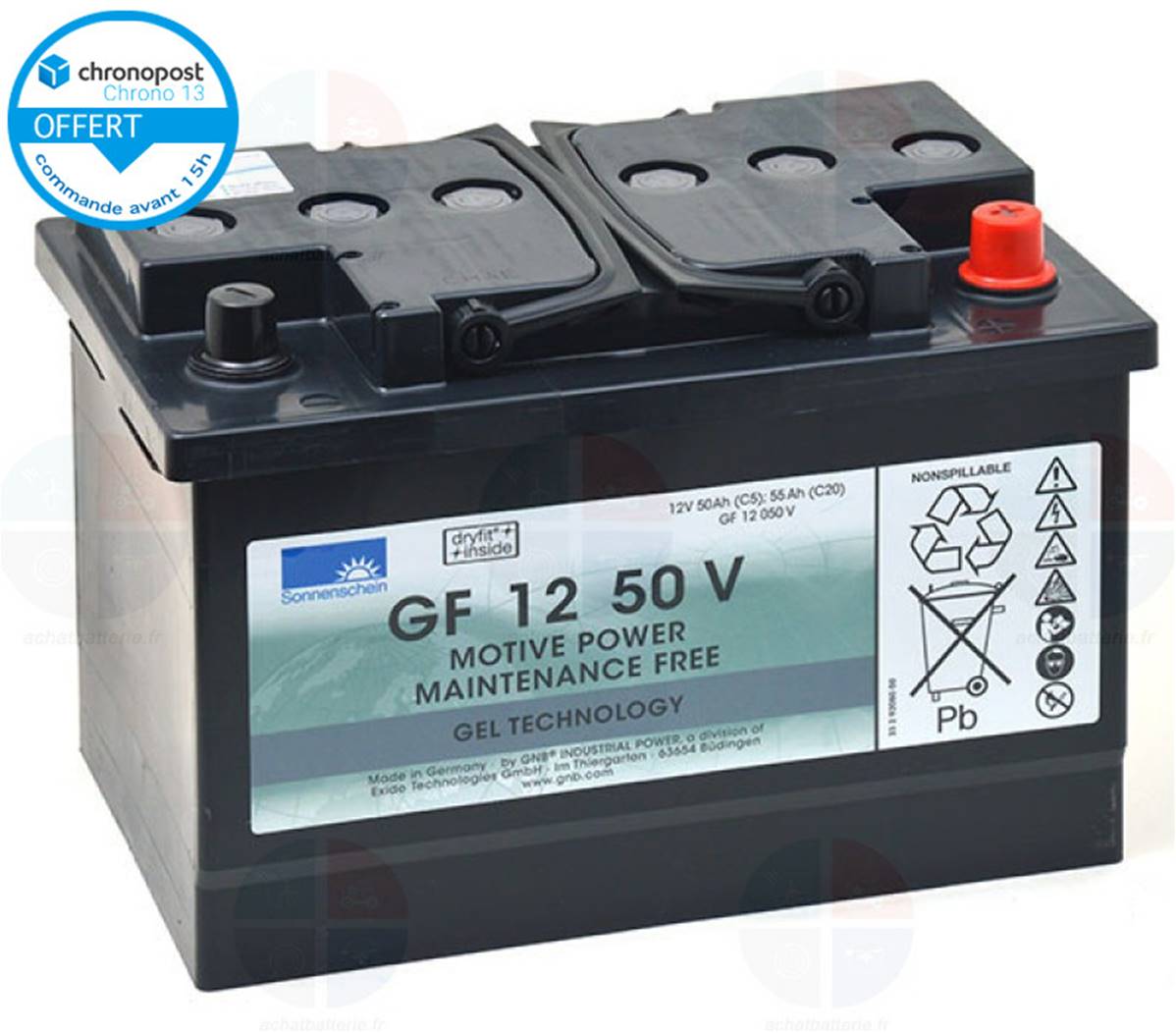 Batterie GF12050 V 12V 50Ah C5 / 55Ah C20 Sonnenschein Exide GEL