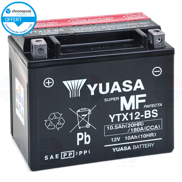 Batterie moto YTX12-BS 12V 10ah 180A YUASA