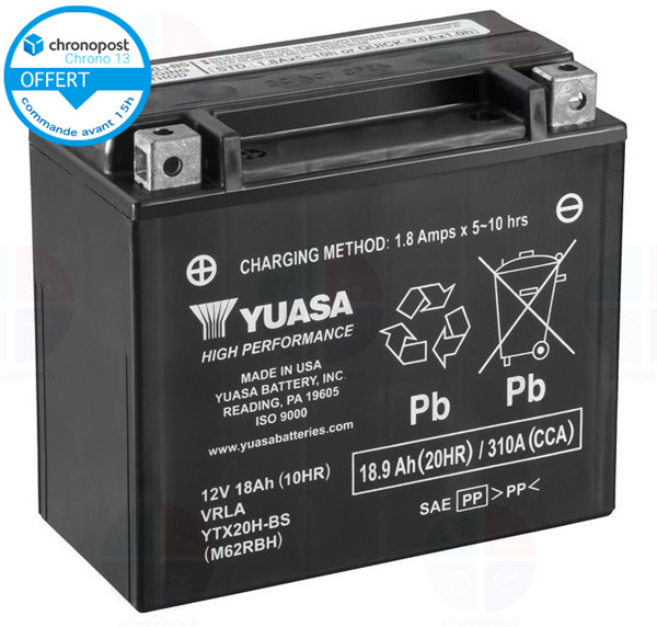 Batterie moto YTX20H-BS 12v 18ah 310A YUASA