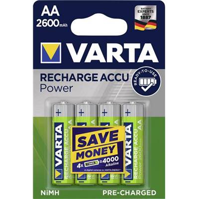 Piles Rechargeables / Accus - HR06 / AA VARTA POWER 1.2V 2600 mAh (x4) Nimh