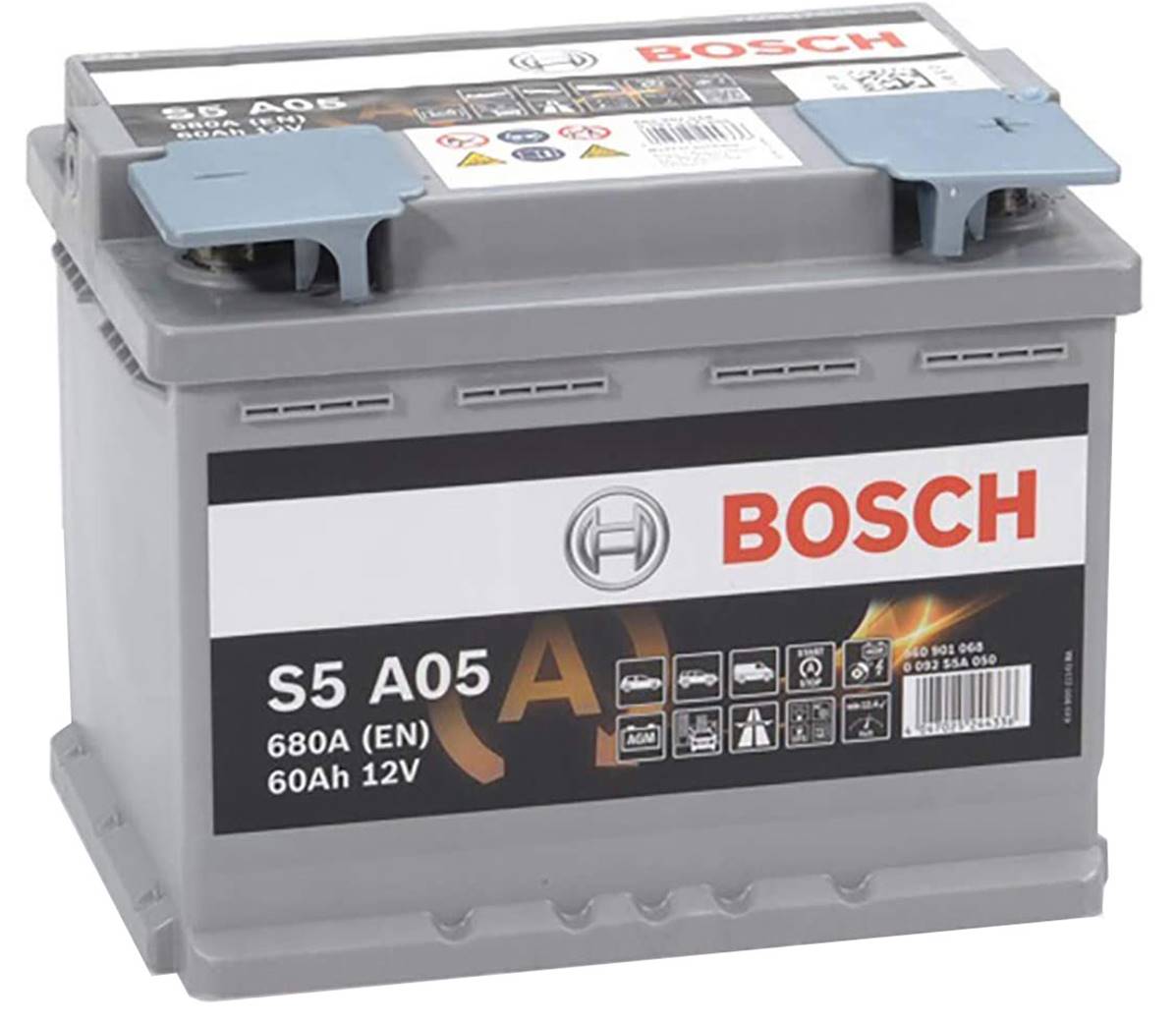 Batterie auto S5A05 12V 60Ah / 680 BOSCH AGM START-STOP L2 D52 pour  véhicule start & stop