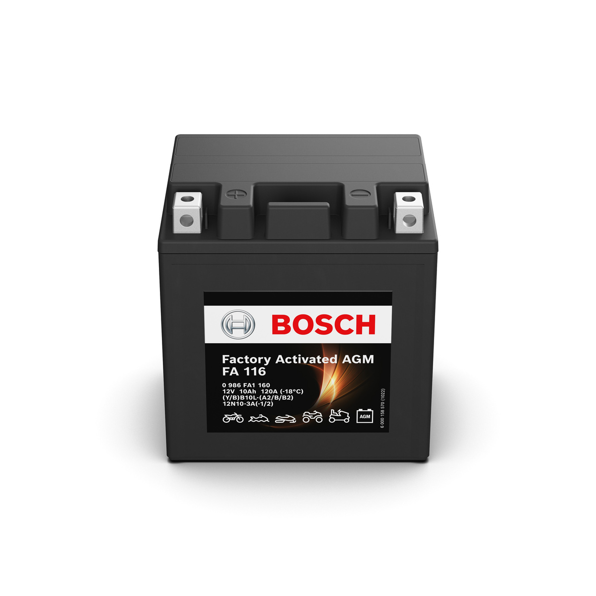 Batterie moto BOSCH FA116 12v 10ah 120A YB10L-B / 12N10-3B YB10L-A2 AGM