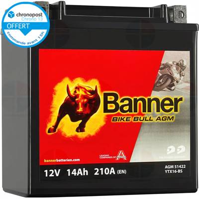 Batterie moto BANNER AGM YTX16-BS 12v 14ah 200A 51422