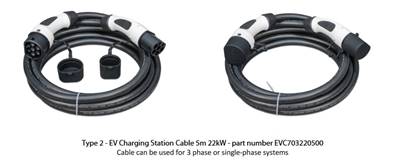 Cable de charge Type 2 de 5M pour véhicule Electrique 22KW