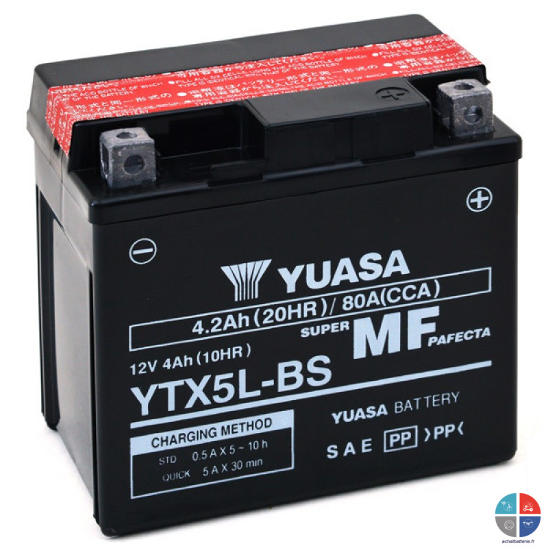 Batterie moto YTX5L-BS 12V 4Ah 80A YUASA