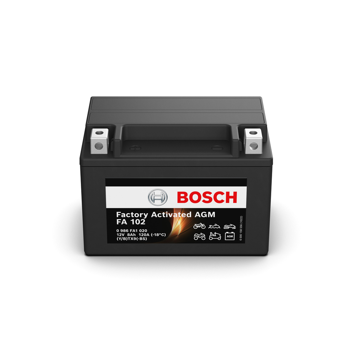 Batterie moto BOSCH FA102 AGM 12V 8ah 120A YTX9-BS / YTX9-4