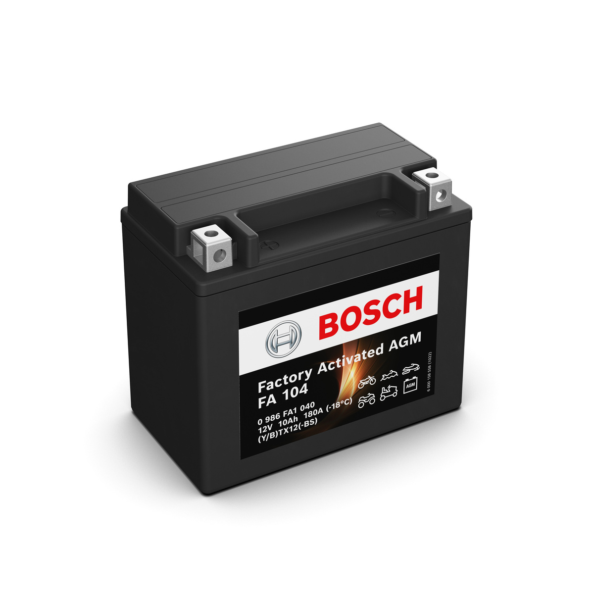 Batterie moto BOSCH FA104 AGM 12v 10ah 180A YTX12-BS / YTX12-4
