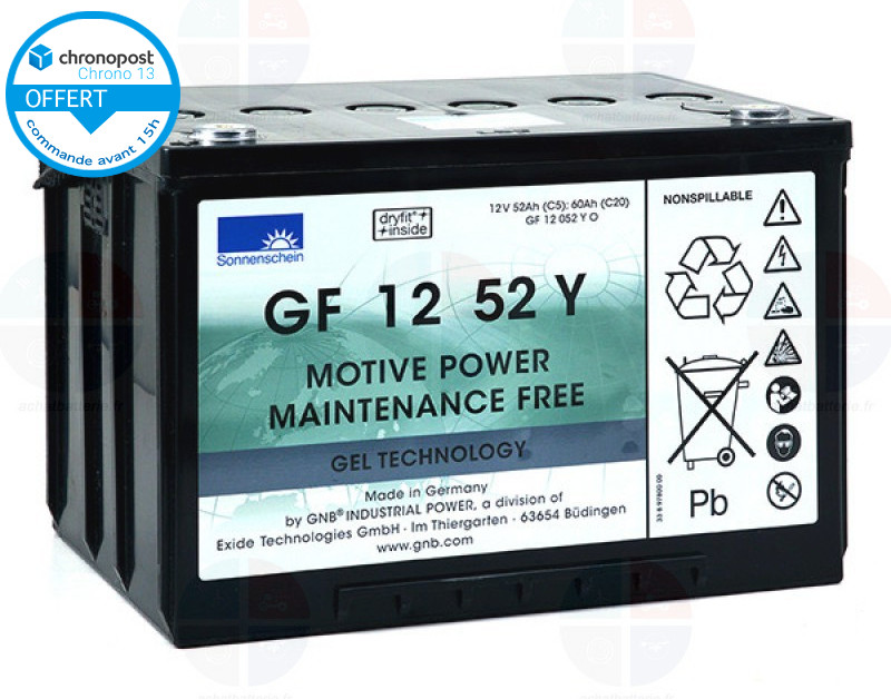 Batterie GF12052 Y 12V 52Ah C5 / 60Ah C20 Sonnenschein Exide GEL