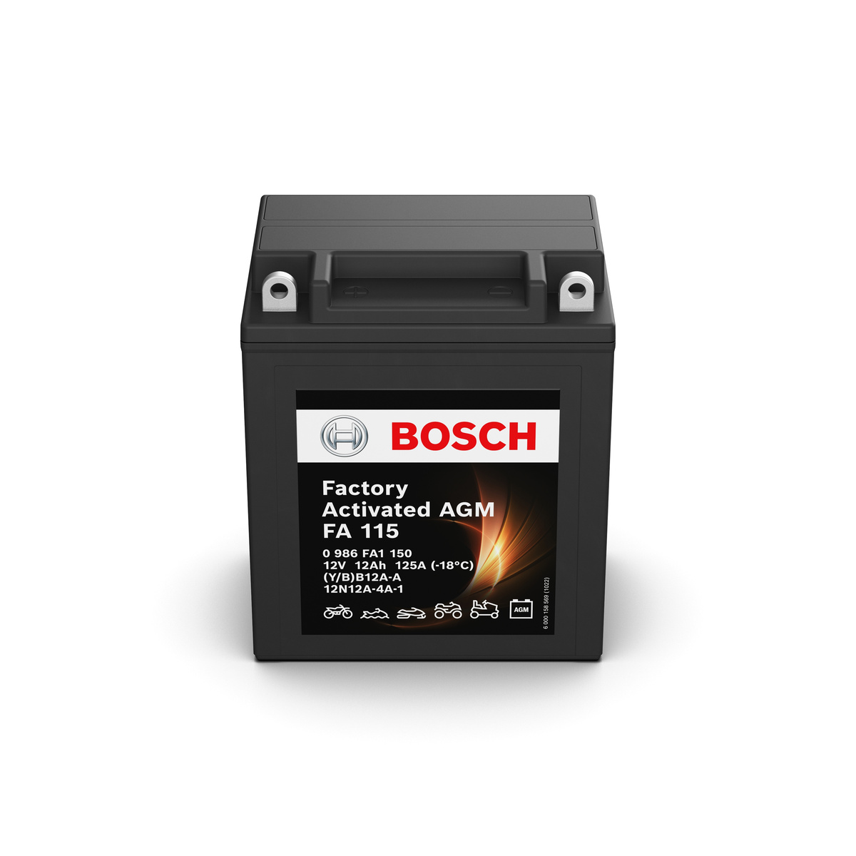 Batterie moto BOSCH FA115 12V 12ah 125A YB12A-A / 12N12A-4A-1