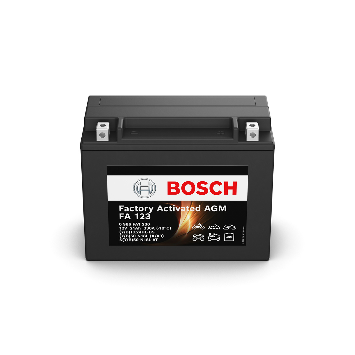 Batterie moto BOSCH FA123 12v 21ah 330A AGM 12N18-3A Y50-N18L-A/A2 YTX24AHL-BS