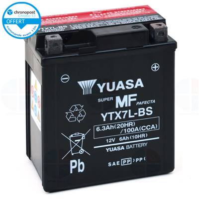 Batterie moto YTX7L-BS 12V 6ah 100A YUASA