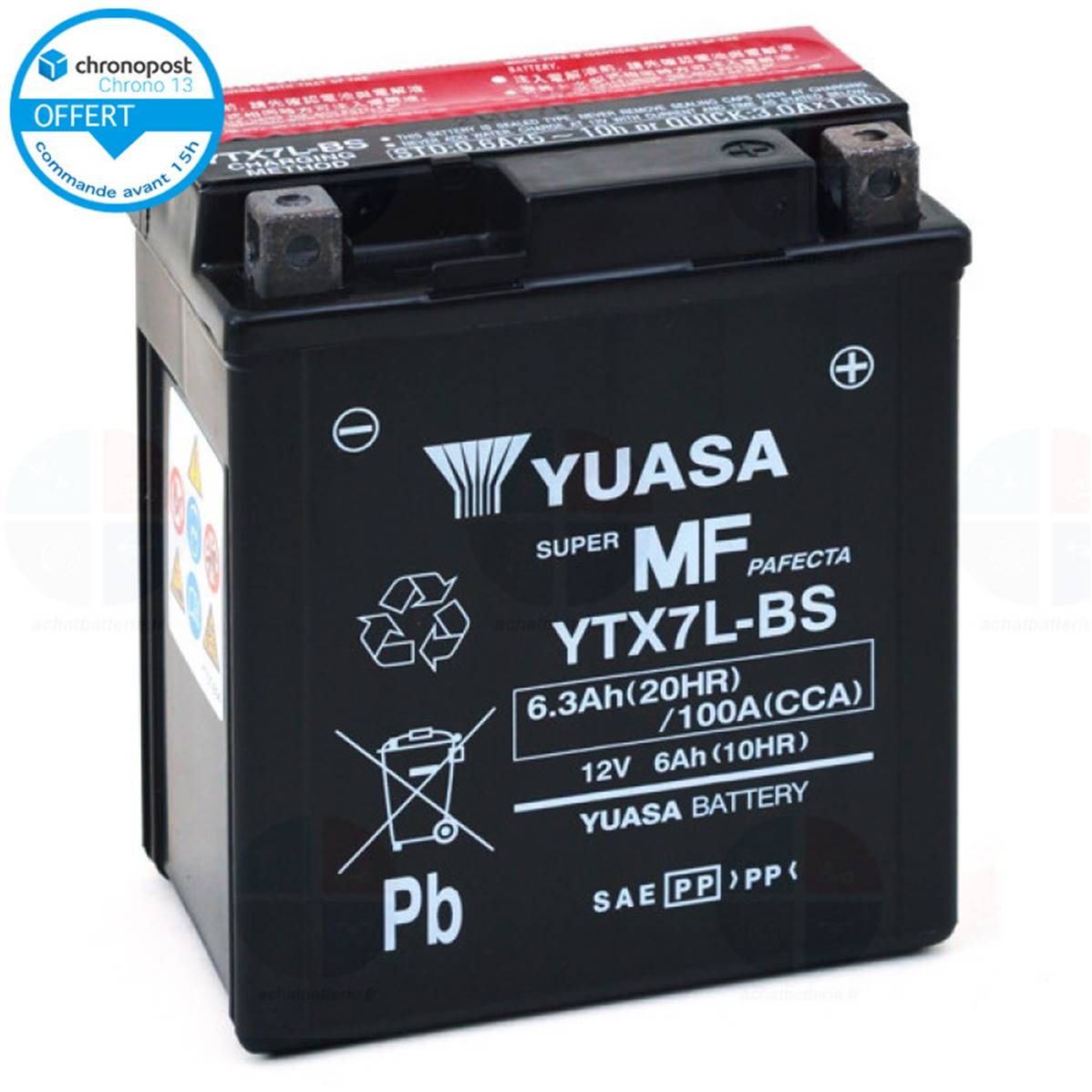 BATTERIE MOTO YTX7L-BS 12V 6ah YUASA