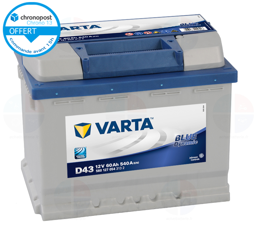 Batterie auto D43 12V 60Ah/540 +G VARTA Blue L2