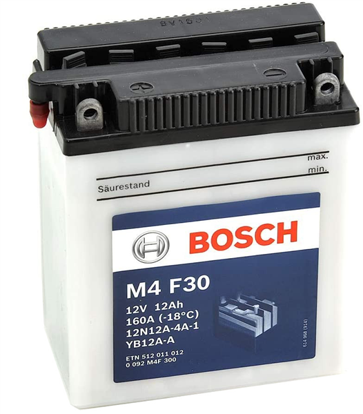 Batterie moto BOSCH M4F30 12V 12ah 160A YB12A-A / 12N12A-4A-1