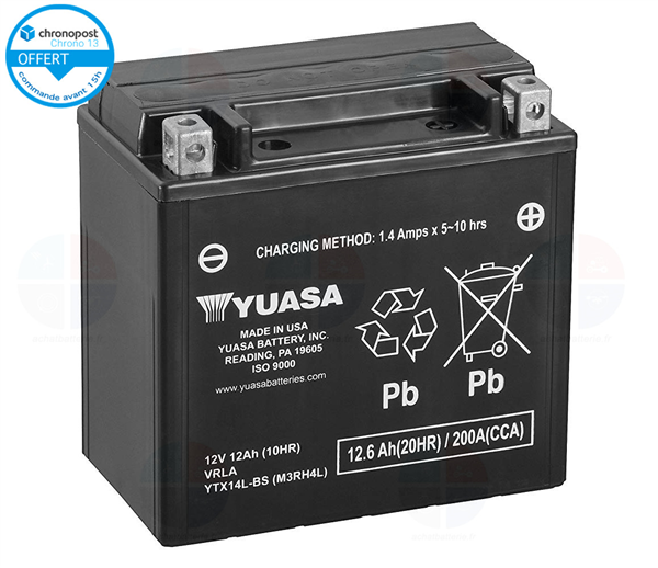 Batterie moto YTX14L-BS 12v 12ah 200A YUASA
