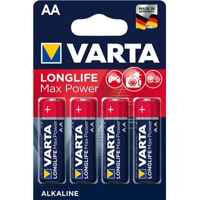 Piles LR06 X 4 VARTA LONGLIFE MAX POWER AA 1.5V Alcaline