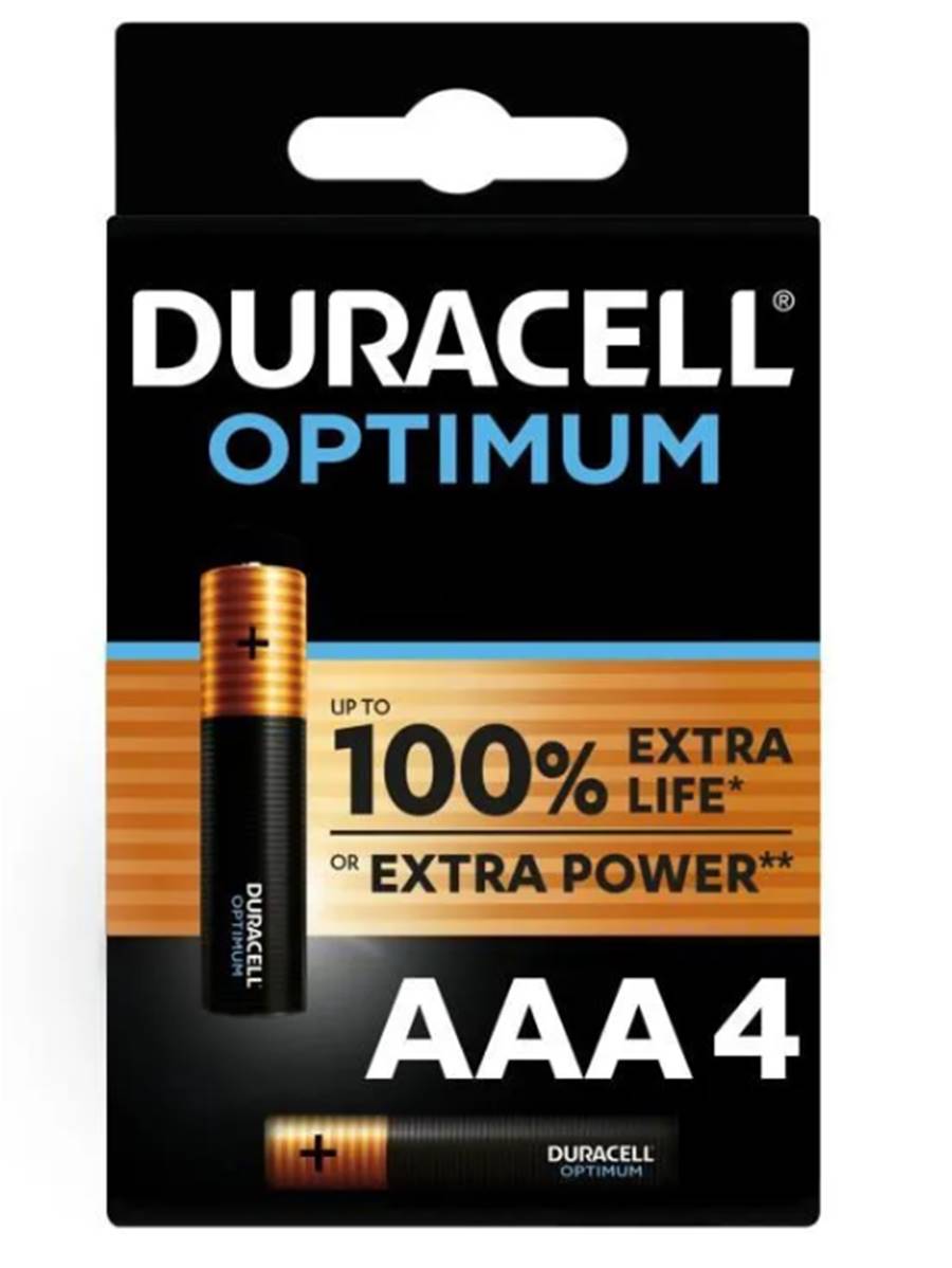 Piles LR03 X 4 Duracell optimum AAA 1.5V Alcaline - Achatbatterie