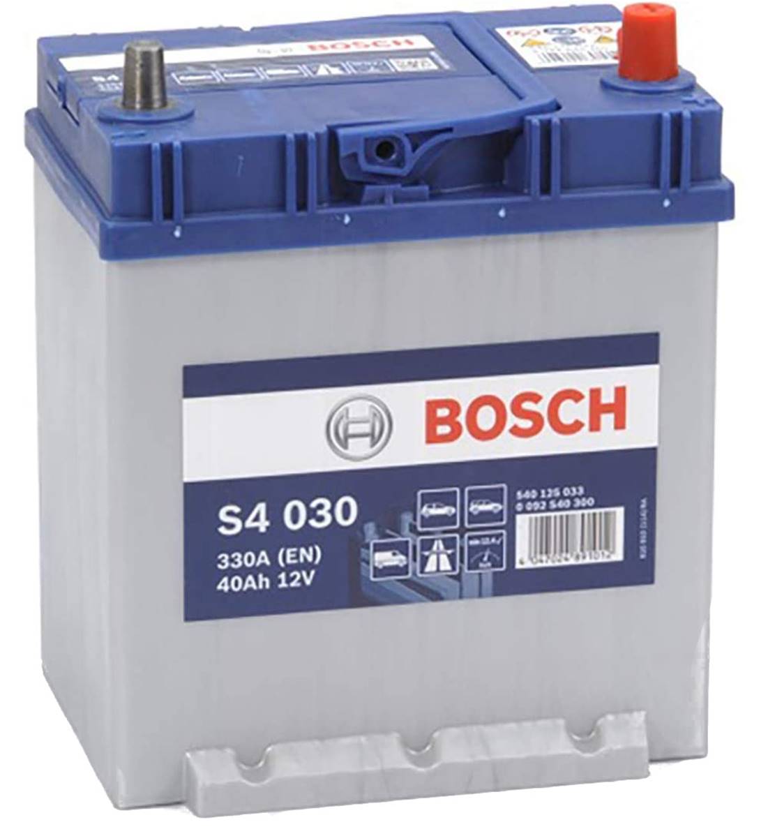 Batterie auto S4030 12V 40ah / 330A BOSCH + à droite, batterie de démarrage  auto japonnaise