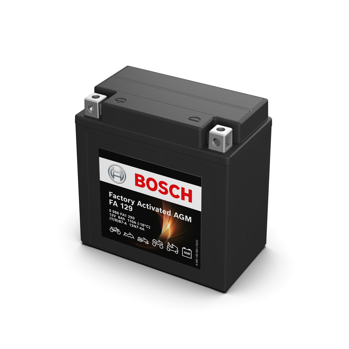 Batterie moto BOSCH FA129 12v 8ah 110A AGM YB7-A 12N7-4A