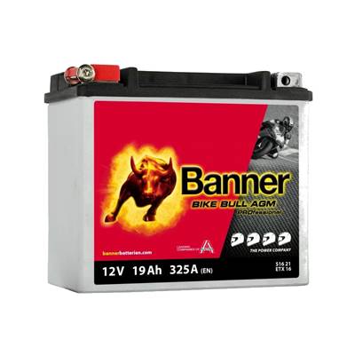 Batterie Moto BANNER ETX16 AGM 12v 19ah 325A Pro Bike Bull 51621