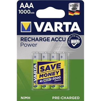 Piles Rechargeables / Accus - HR03 / AAA VARTA POWER 1.2V 1000mAh (x4) Nimh