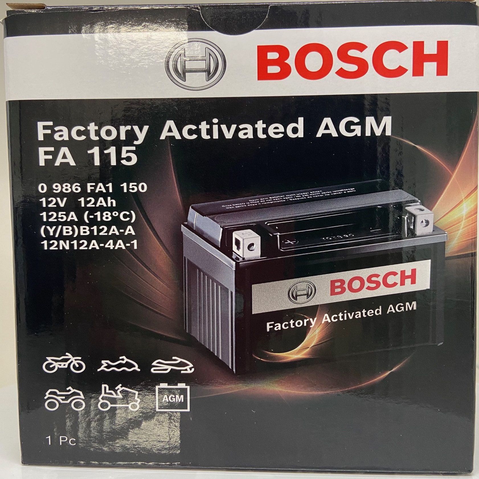 Batterie moto BOSCH FA115 12V 12ah 125A YB12A-A / 12N12A-4A-1
