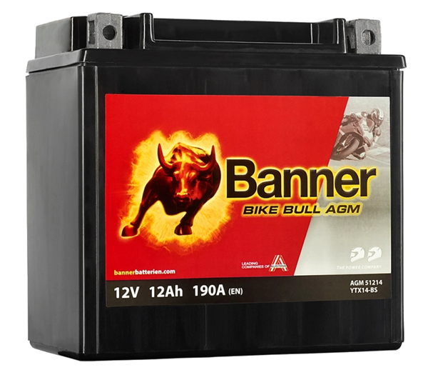 Batterie moto BANNER AGM YTX14-BS 12v 12ah 180A 51214