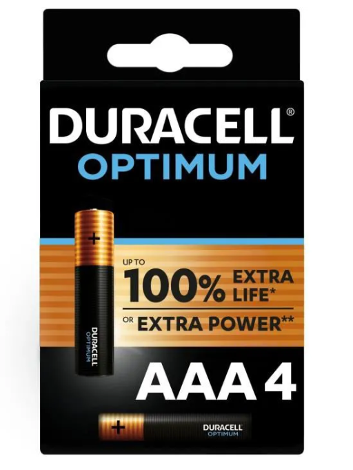 Piles LR03 X 4 Duracell OPTIMUM AAA 1.5V Alcaline