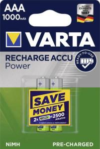 Piles Rechargeables / Accus - HR03 / AAA VARTA POWER 1.2V 1000mAh (x2) Nimh