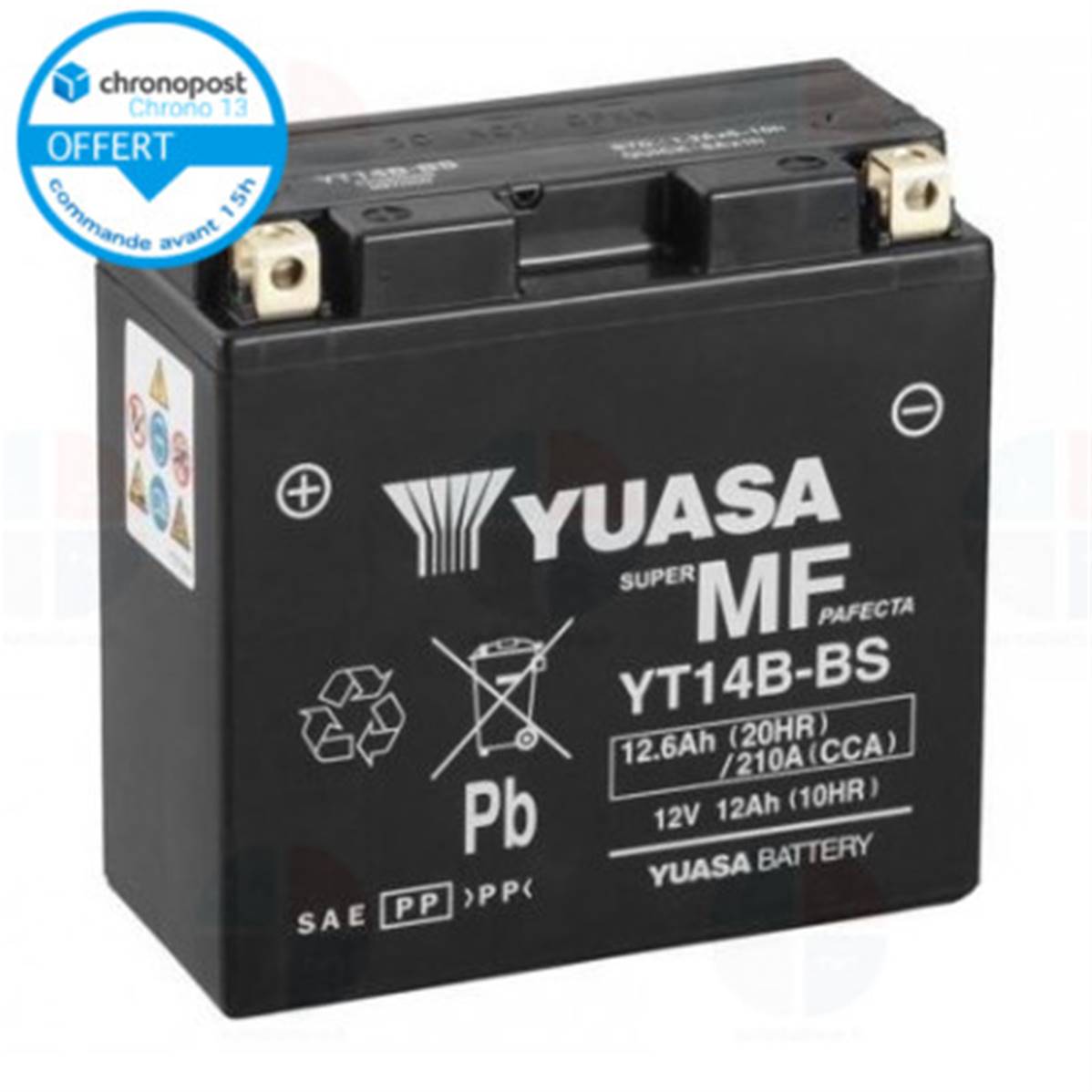 batterie moto YT14B-BS 12v 12ah YUASA, batterie pour moto yamaha, Hyosung