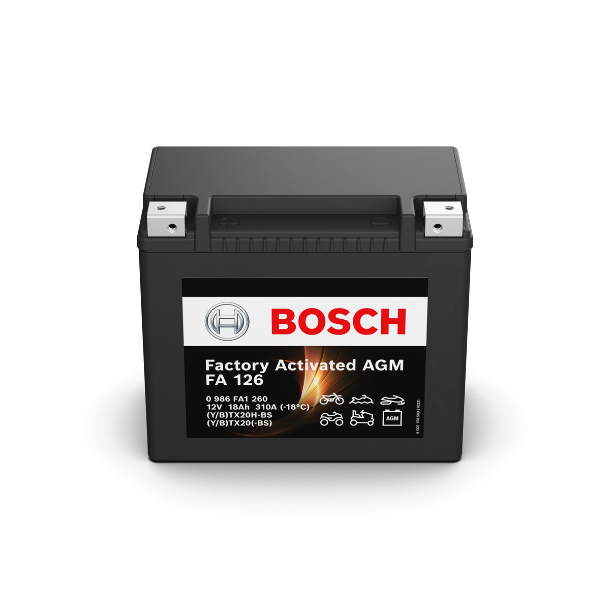 Batterie moto BOSCH FA126 AGM 12v 18ah 310A YTX20-BS / YTX20H-BS