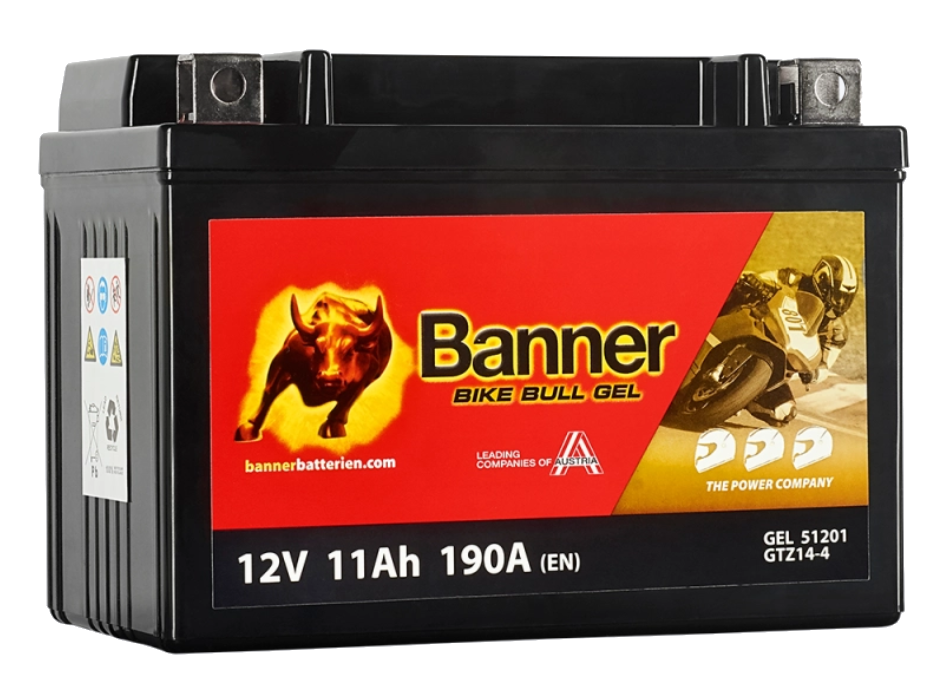 Batterie moto BANNER GEL YTZ14S 12v 11ah 190A Sla GEL 51201 GTZ14-4