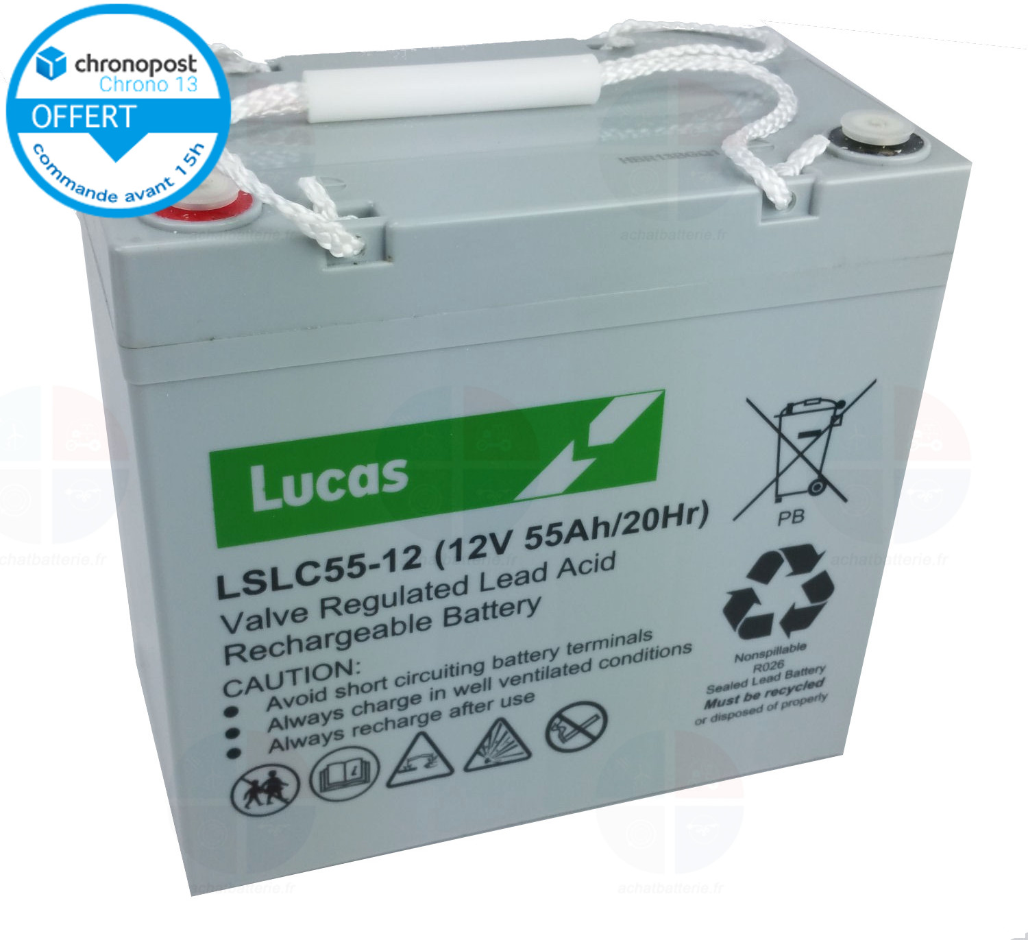 Batterie LUCAS AGM 12v 55ah C20 LSLC 55-12 NP55-12