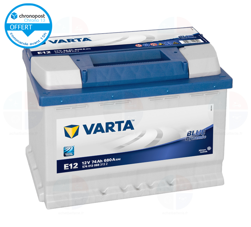 Batterie auto E12 12v 74ah/680A VARTA Blue dynamic +  Gauche