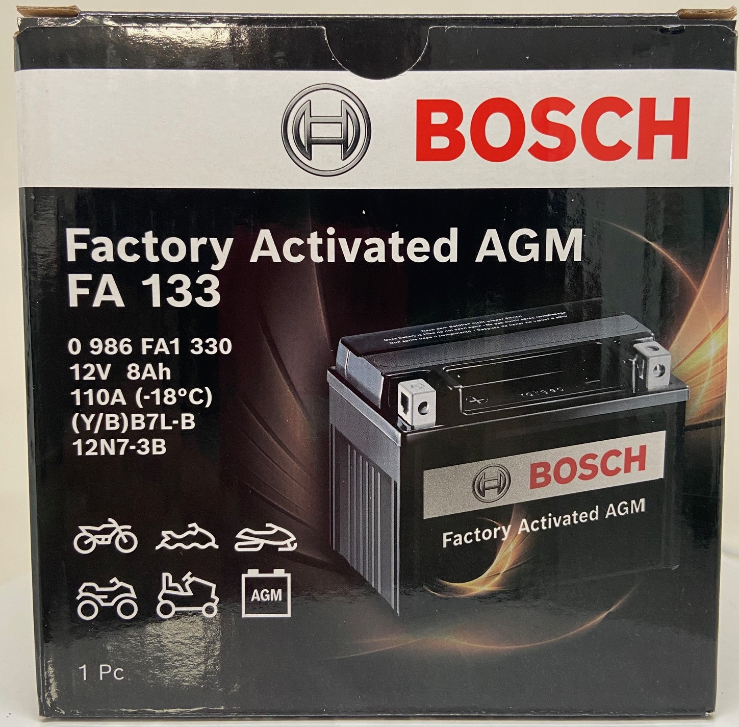 Batterie moto BOSCH FA133 AGM 12v 8ah 110A YB7L-B / 12N7-3B