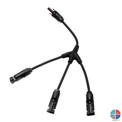Connecteur MC4 triple Femelle/Mâle-Mâle-Mâle monté sur câble