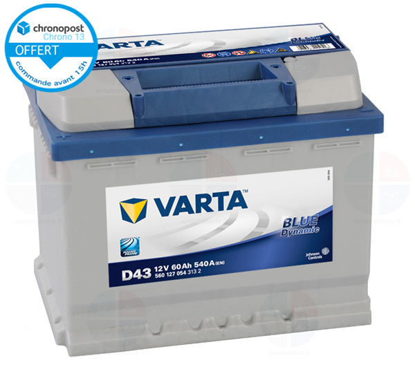Batterie auto D43 12V 60Ah/540 +G VARTA Blue