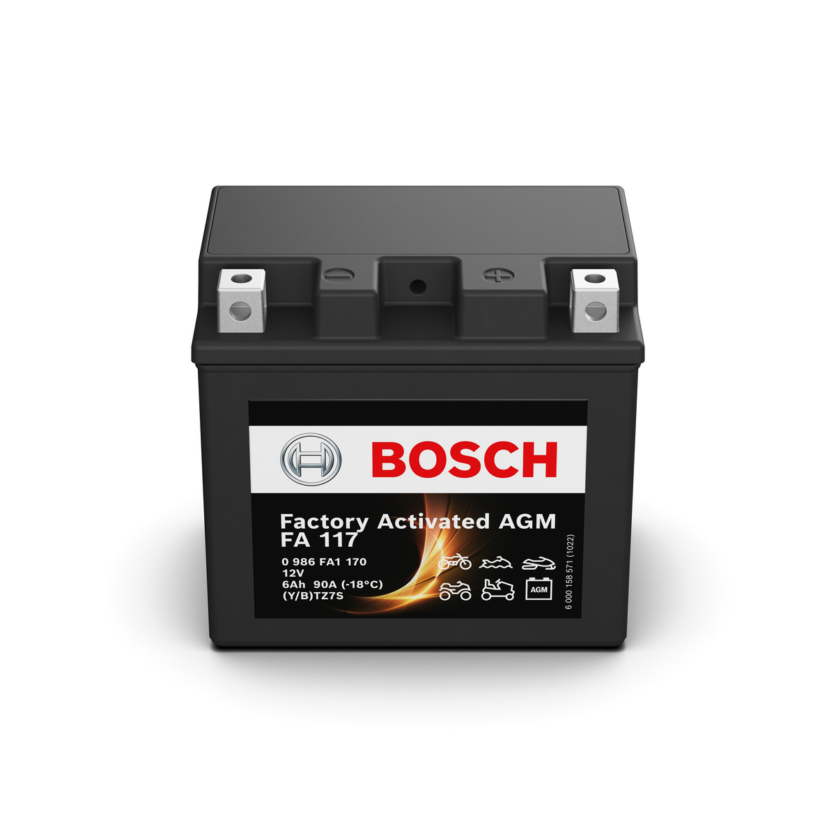 Batterie moto BOSCH FA117 AGM 12v 6ah 90A YTZ7S AGM