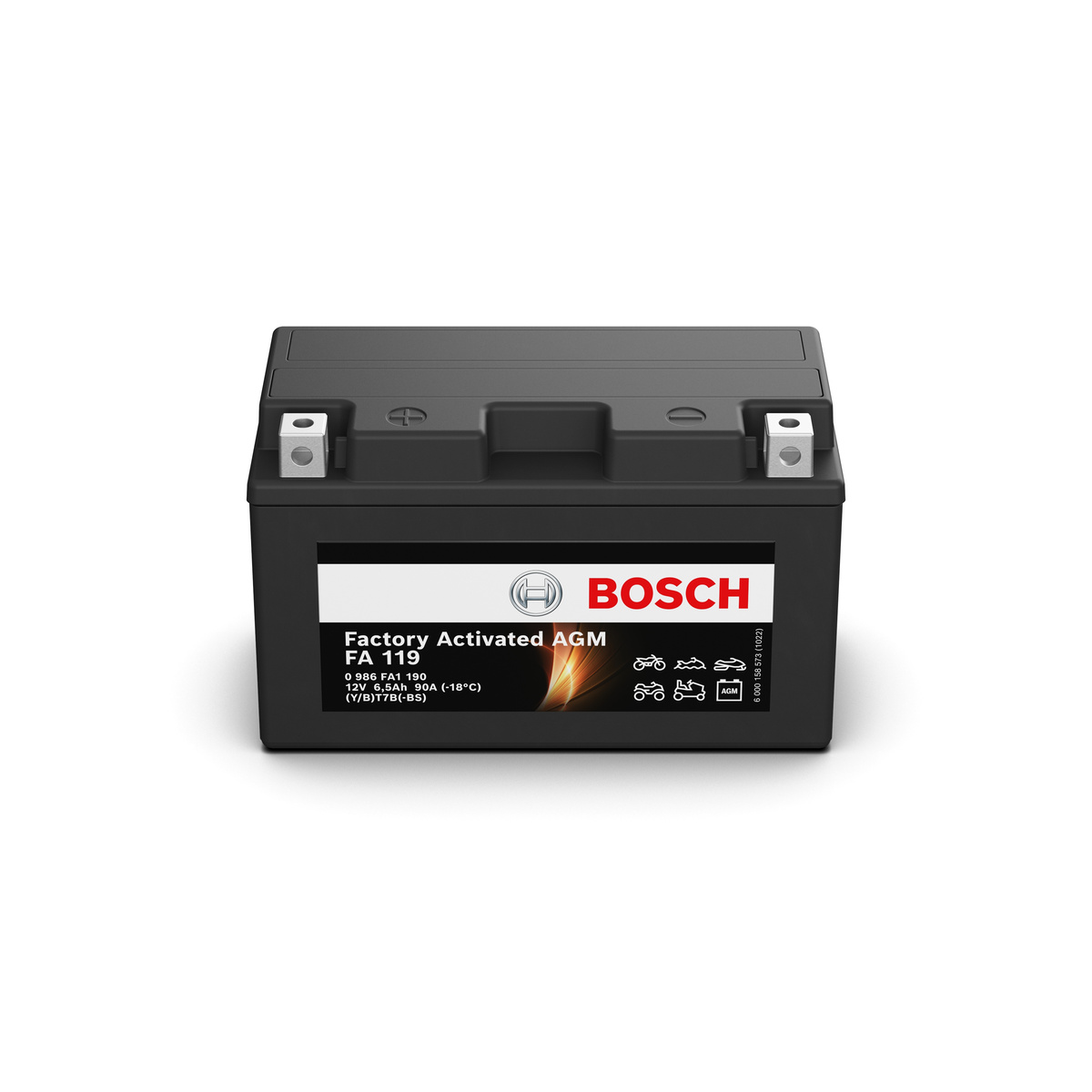 Batterie moto BOSCH FA119 AGM 12v 6.5ah 90A YT7B-BS / YT7B-4