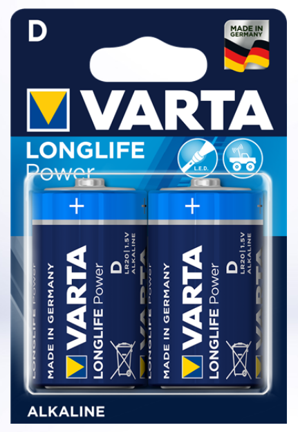 Piles LR20 X 2 VARTA LONGLIFE POWER 1.5V Alcaline D, Mono