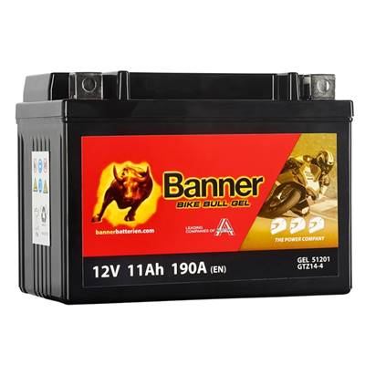 Batterie moto BANNER GEL YTZ14S 12v 11ah 190A Sla GEL 51201 GTZ14-4