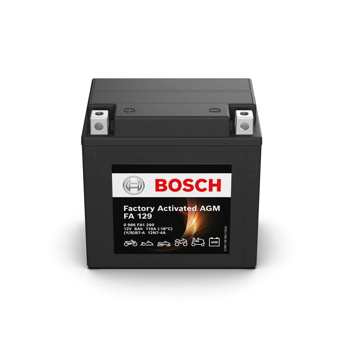 Batterie moto BOSCH FA129 12v 8ah 110A AGM YB7-A 12N7-4A