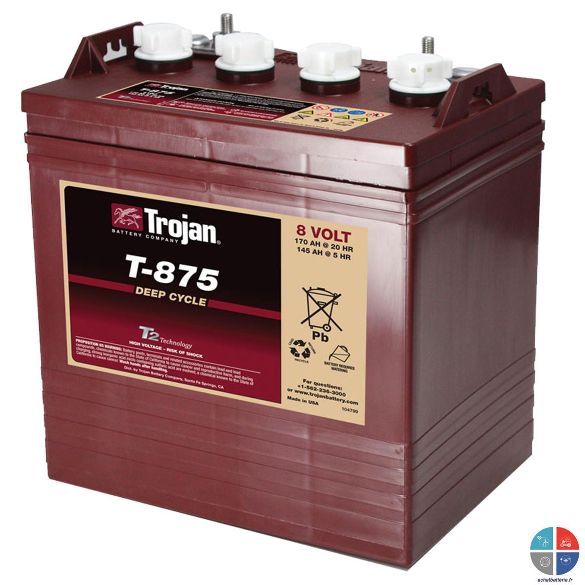 Batterie T875 8V 170ah C20 TROJAN,