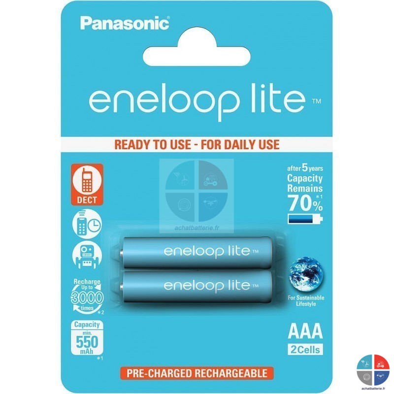 Accus Téléphones DECT (Blister de 2) Nimh 550mah Eneloop Panasonic