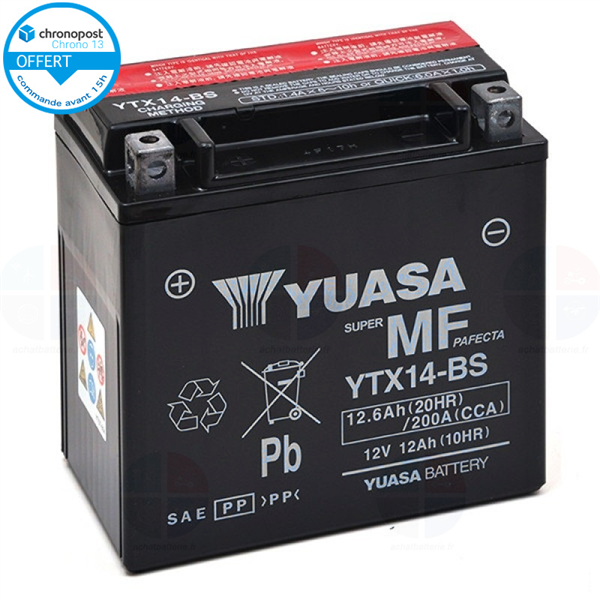 Batterie moto YTX14-BS 12V 12ah 200A YUASA