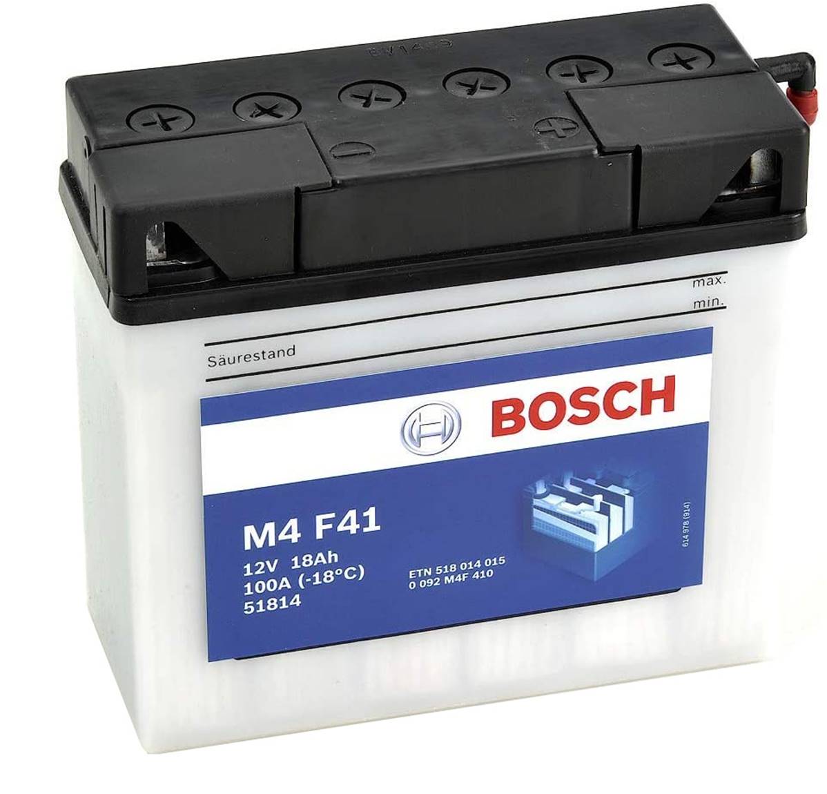 Batterie Moto BOSCH M4F41 12V 18Ah 100A 51814 12n20ah / bmw pour Moto  scooter Jet ski Quad