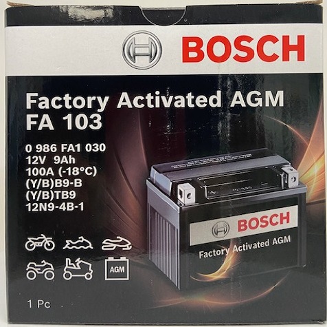Batterie moto BOSCH FA103 12v 9ah 100A YB9-B / 12N9-4B-1 / YTB9