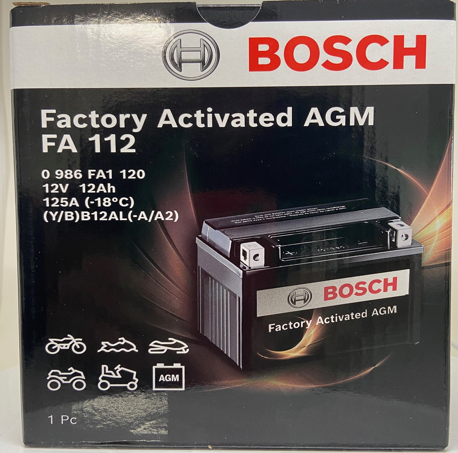 Batterie moto BOSCH FA112 12V 12ah 125A YB12AL-A / A2