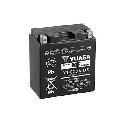 Batterie moto YTX20A-BS 12V 17.3Ah 270A YUASA AGM